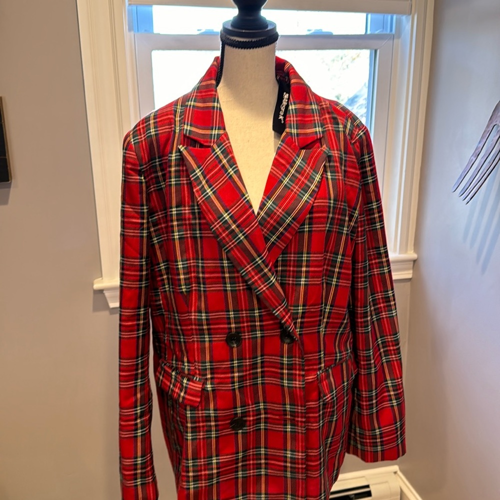 Allegra K, red plaid blazer, XL , NWT